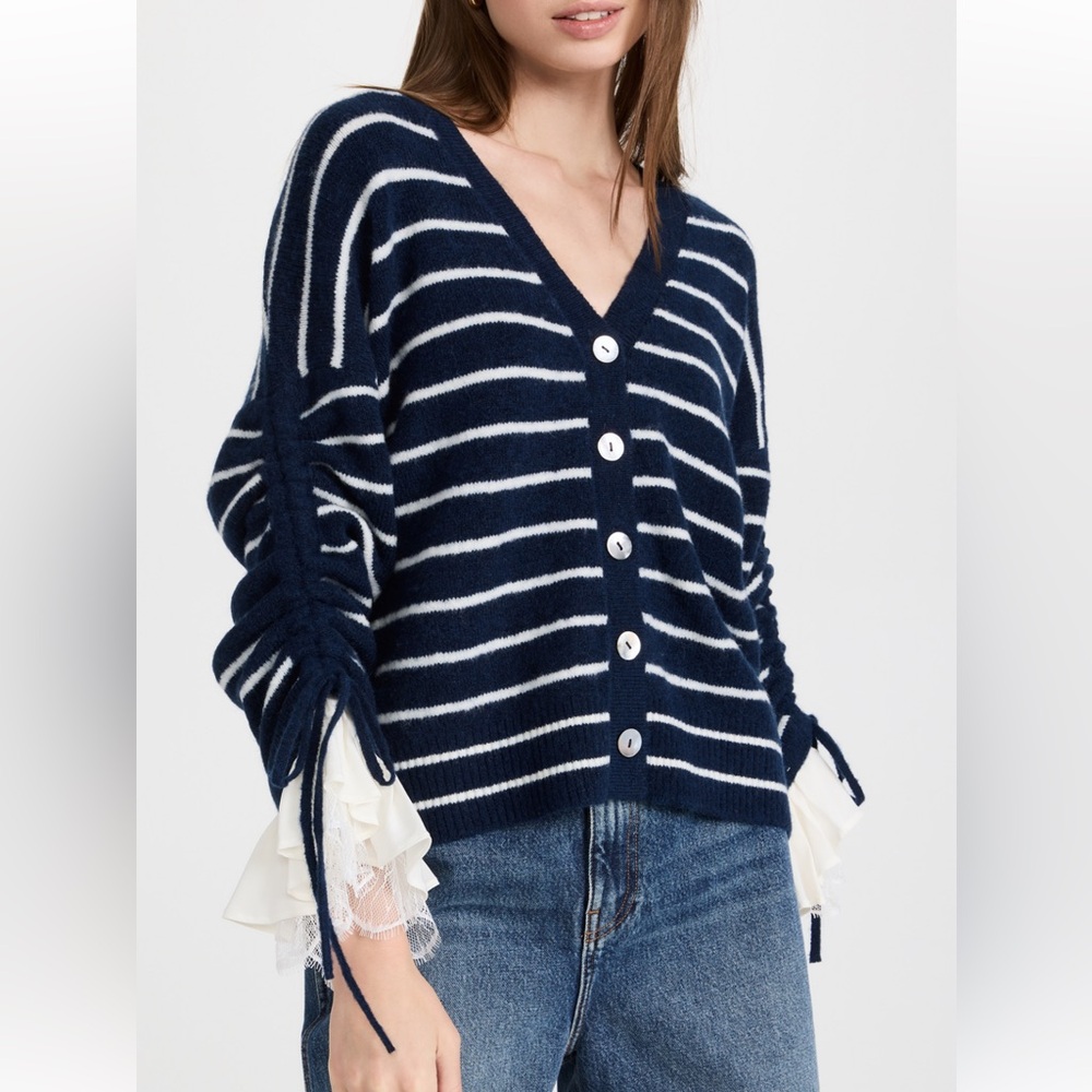 Cinq à Sept Striped Altas Cardigan